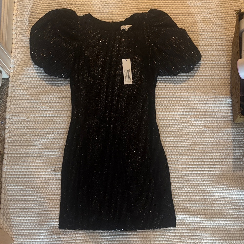 Black Willa Story, Puff Sleeve Sparkly Dress